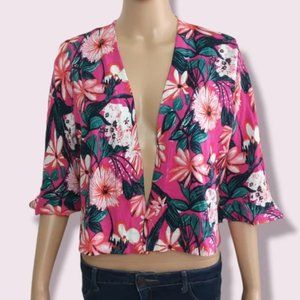 Ann Taylor Floral Open Front Summer Cardigan Sz Small